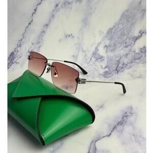 NEW Bottega Veneta BV1126S Silver Pink Rimless Sunglasses